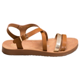 Filippo Casual sandaler med en guldrand brun gyllene