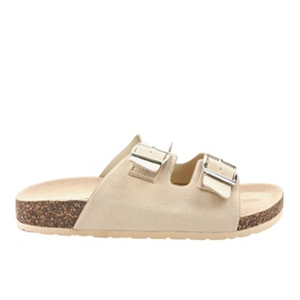 Beige tofflor med spänne BL3100-SF