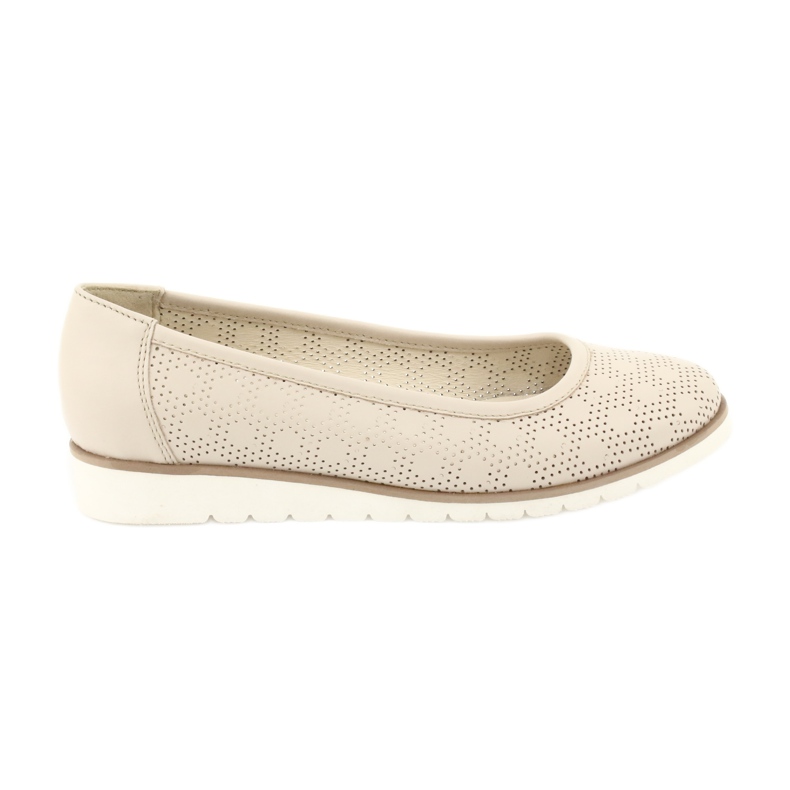 Angello Women's Openwork Beige Ballerinas1832