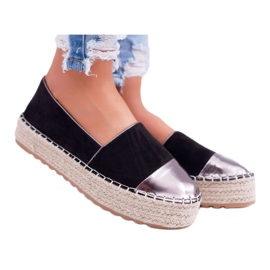 Kvinnors Espadrilles Black Ringer -plattform svart gul