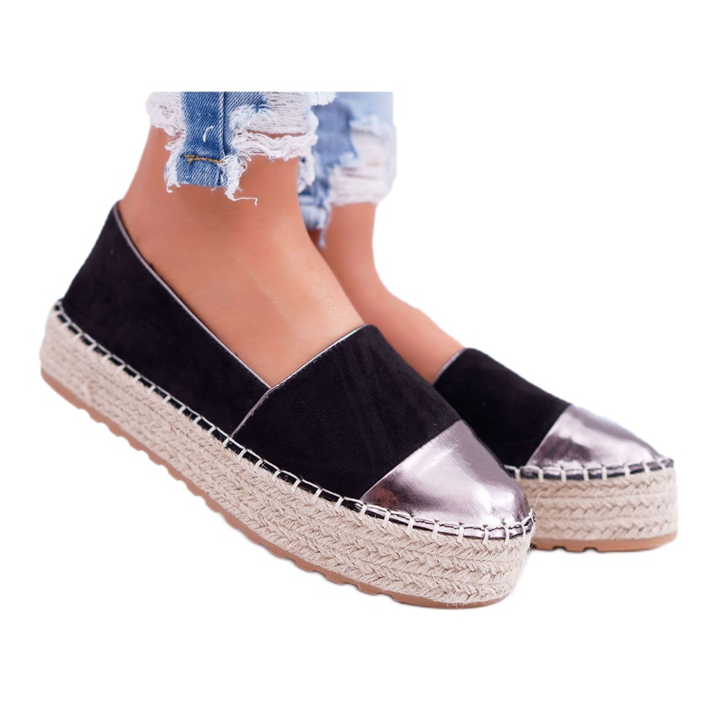 Kvinnors Espadrilles Black Ringer -plattform svart gul
