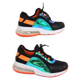 Svarta kvinnors sportskor F-3336 SVART / ORANGE
