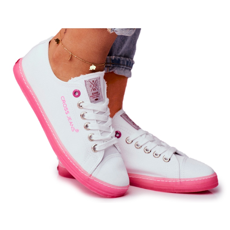 Kvinnors Sneakers Cross Jeans Vit Rosa FF2R4075C