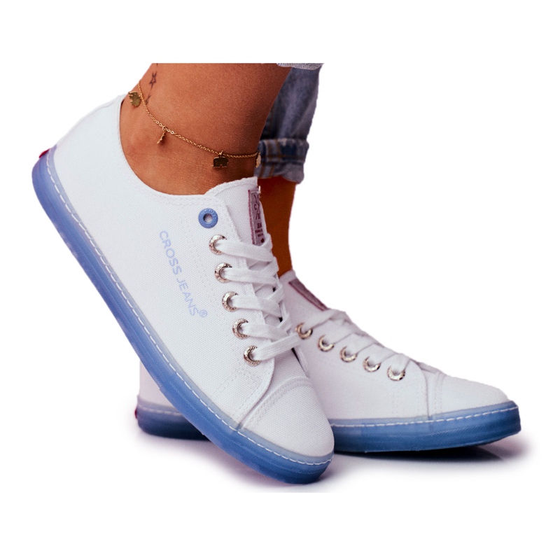 Dam Sneakers Cross Jeans Vit Blå FF2R4077C