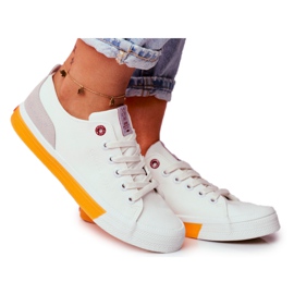Dam Sneakers Cross Jeans Vit Orange FF2R4043C