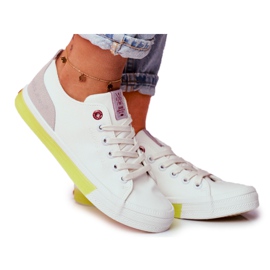Dam Sneakers Cross Jeans Vit Gul FF2R4042C