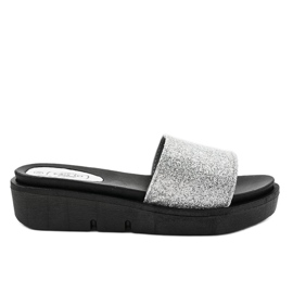 Silverblanka tofflor E3969 grå