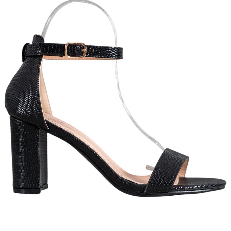 Small Swan Snygga högklackade sandaler svart