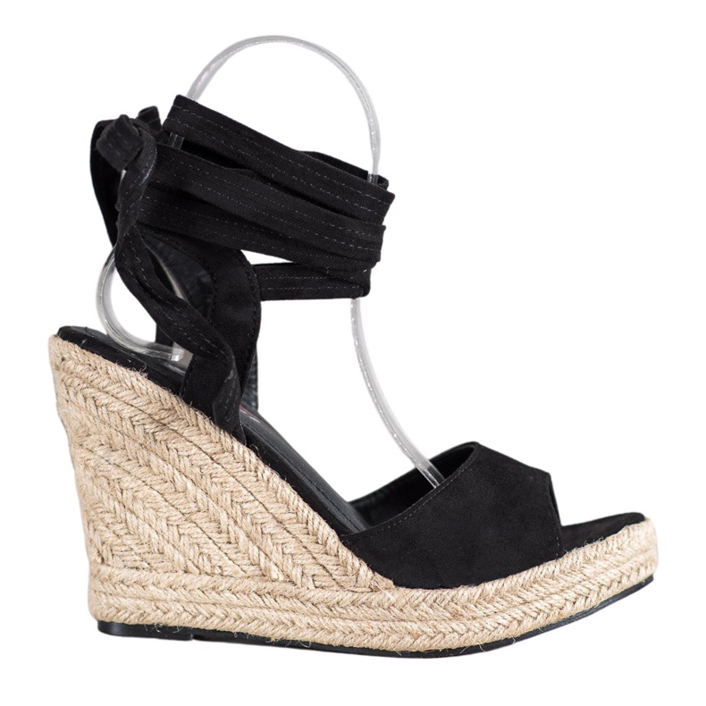 Yes Mile Tied Wedge Sandals svart