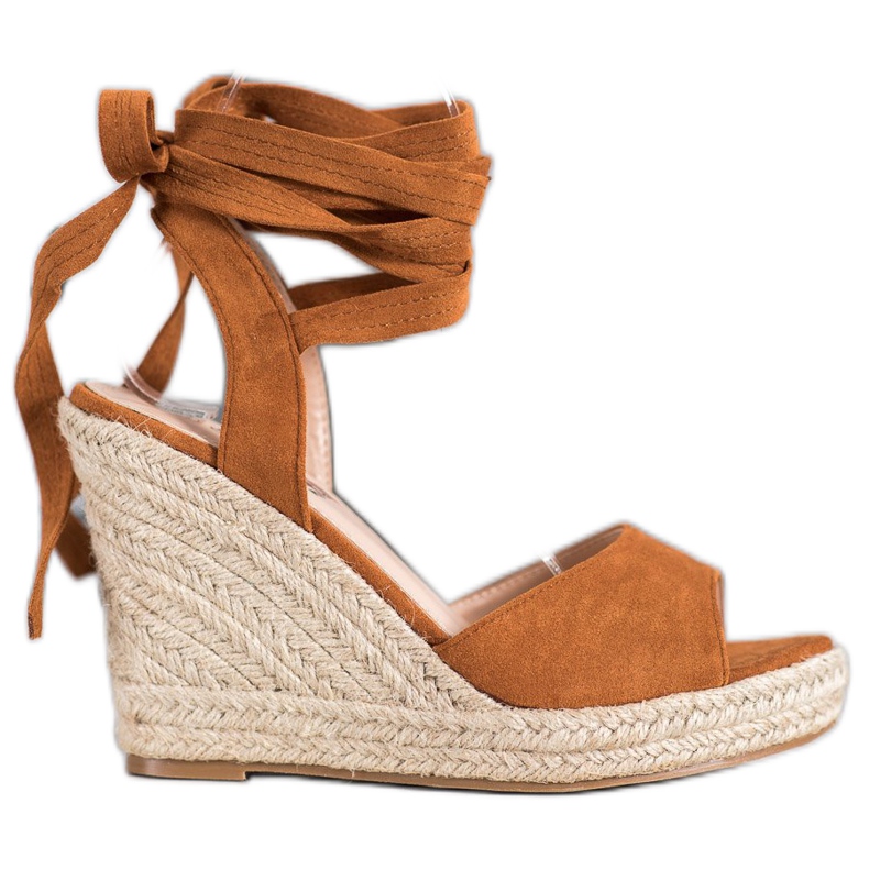 Yes Mile Tied Wedge Sandals brun