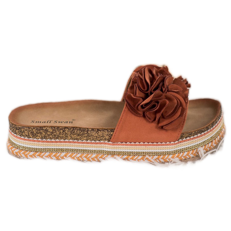 Small Swan Mocka tofflor med prydnader mångfärgad orange