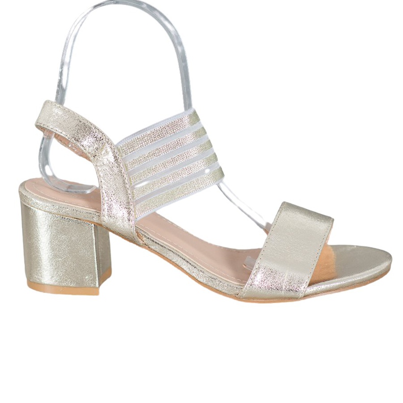 Small Swan Glänsande slip -on sandaler gyllene