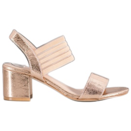 Small Swan Glänsande slip -on sandaler gyllene