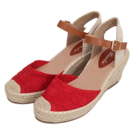 Röda Espadriller på kilar, röda S-819 Röd