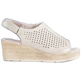 Filippo Lädersandaler med kardborreband grå gul