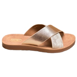 Filippo Glänsande Eco Leather -tofflor gyllene