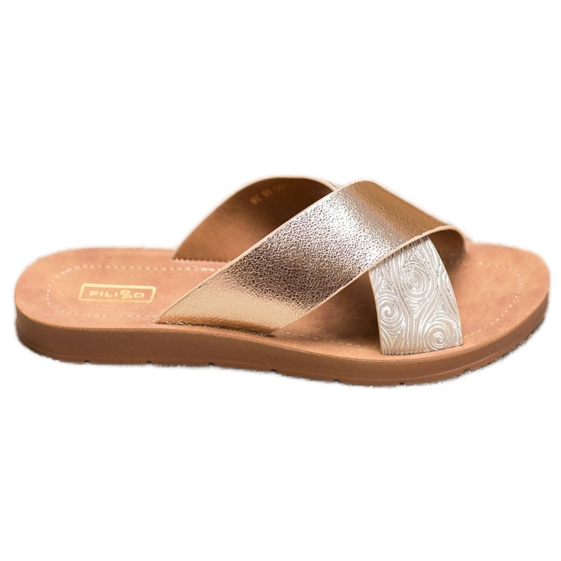 Filippo Glänsande Eco Leather -tofflor gyllene