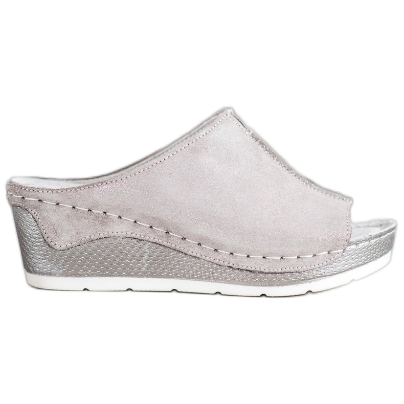 Filippo Silver Läder Tofflor grå