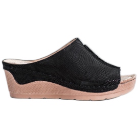 Filippo Svarta läder tofflor