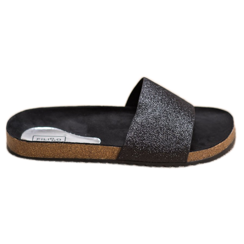 Filippo Svarta tofflor med glitter