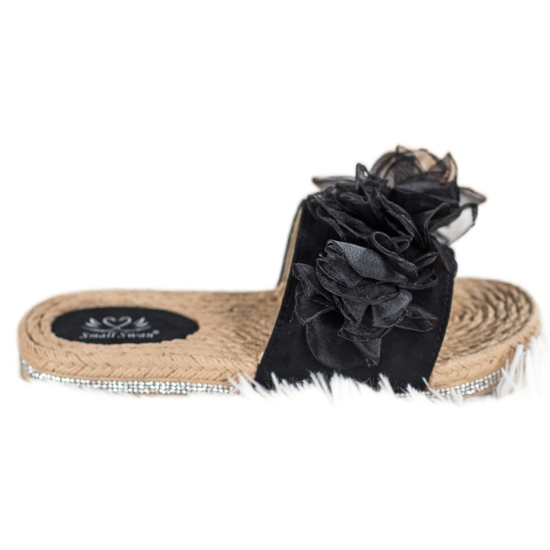 Small Swan Tofflor Med Prydnad svart