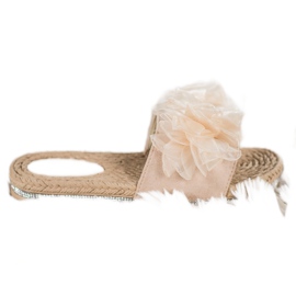 Small Swan Tofflor Med Prydnad beige