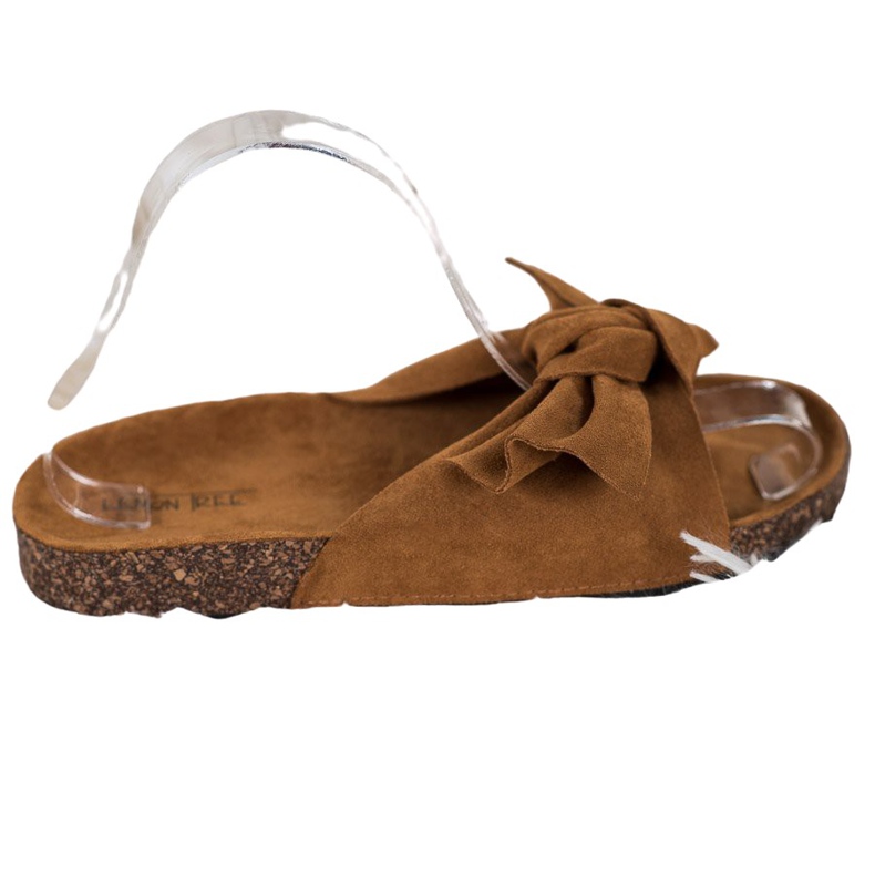 SHELOVET Mocka tofflor med rosett brun