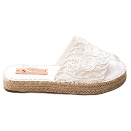 Seastar Tofflor På En Halm Plattform vit