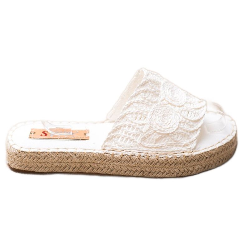 Seastar Tofflor På En Halm Plattform vit