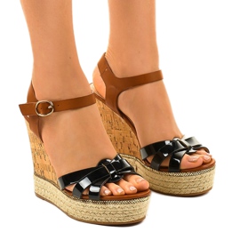 Svarta sandaler med espadrilles wedge 6032 brun
