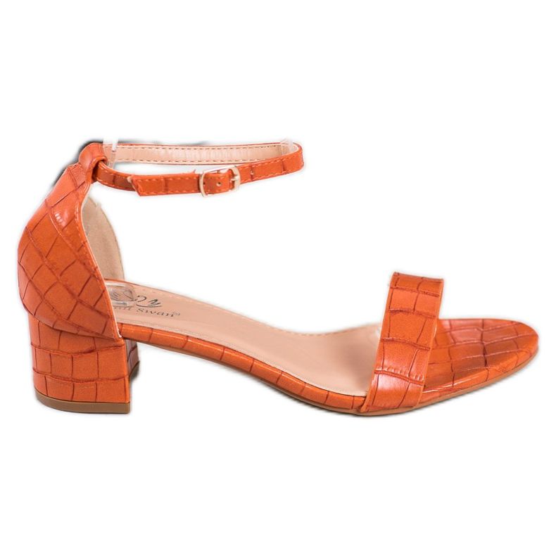 Small Swan Bekväma sandaler på en låg stolpe orange