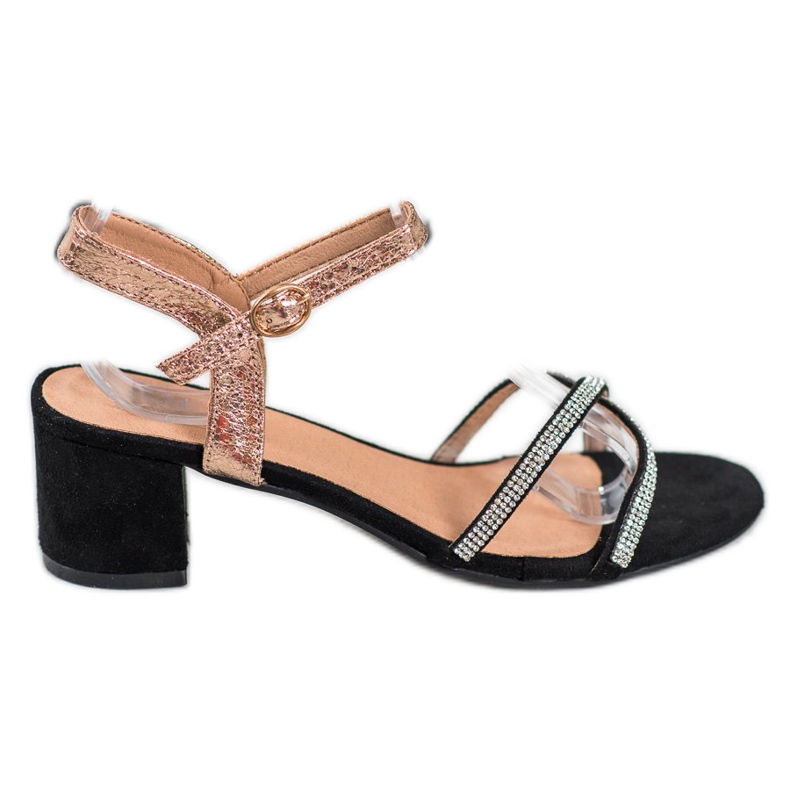 Small Swan Sandaler På En Bar Med Cubic Zirconia svart gul