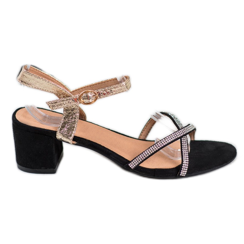 Small Swan Sandaler På En Bar Med Cubic Zirconia svart gul