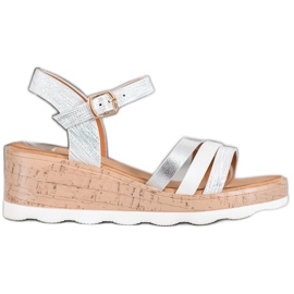 Weide Silver Wedge Sandaler vit grå