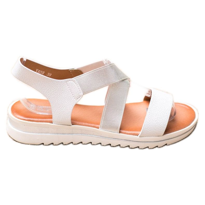 Weide Sandaler på plattformen vit grå