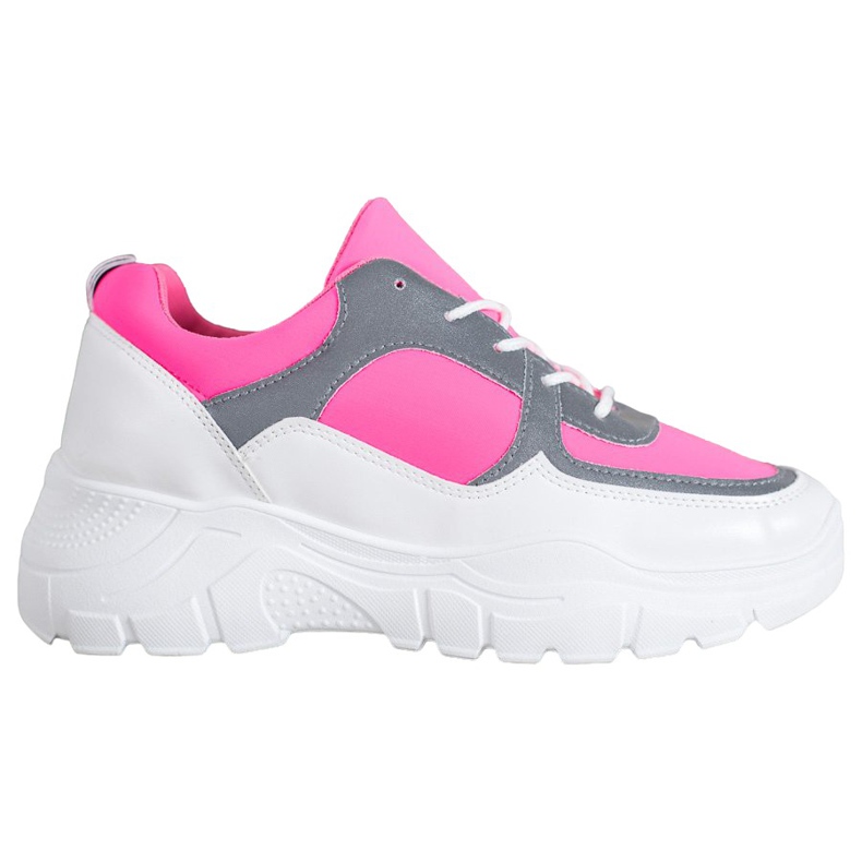 SHELOVET Trendiga snörade sneakers vit rosa
