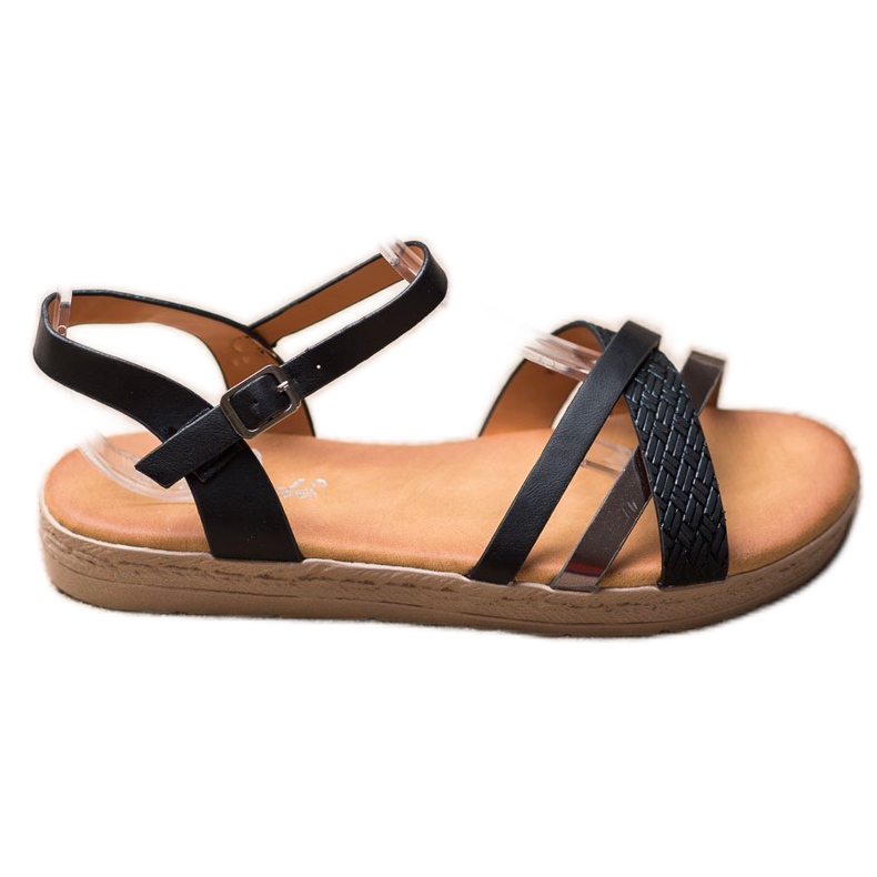 Weide Snygga sandaler tillverkade av ekoläder svart