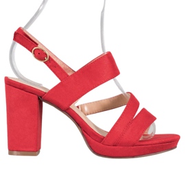 SHELOVET Sandaler med högklackat mocka röd