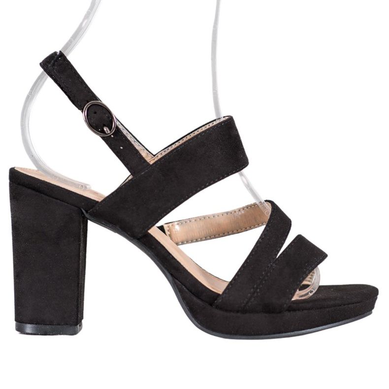 SHELOVET Sandaler med högklackat mocka svart