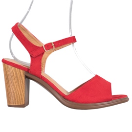 SHELOVET Röda mockasandaler