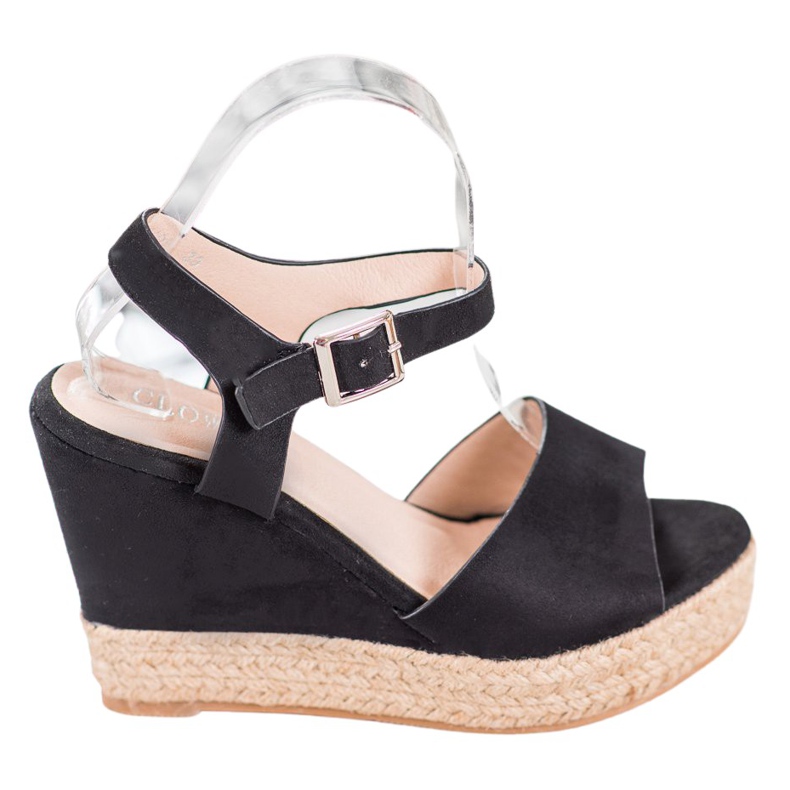 Clowse Svarta sandaler på en hög kil