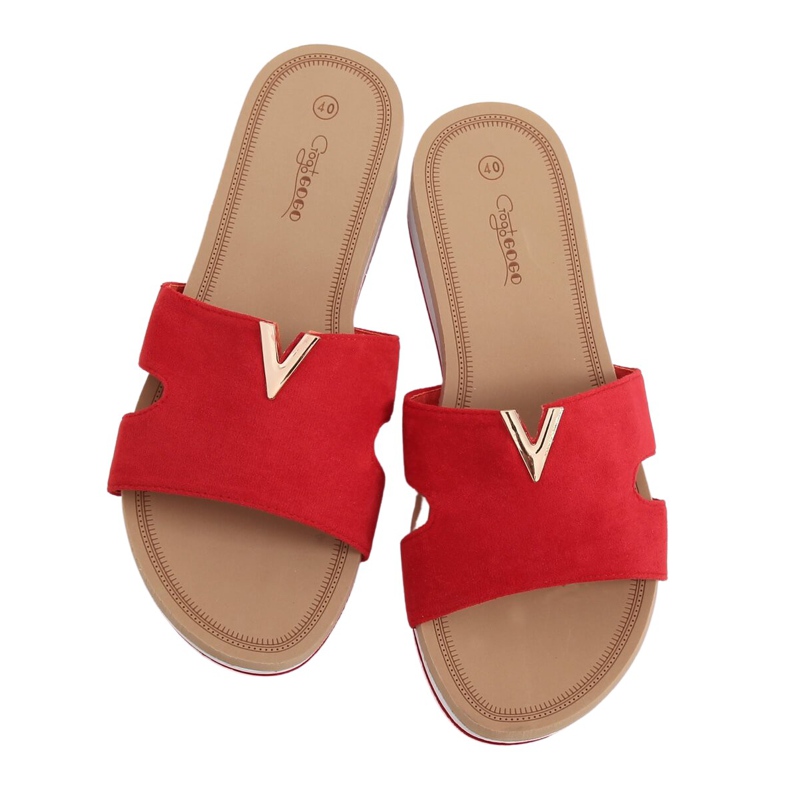 Röd Kvinnors röda tofflor G-5035 Röd