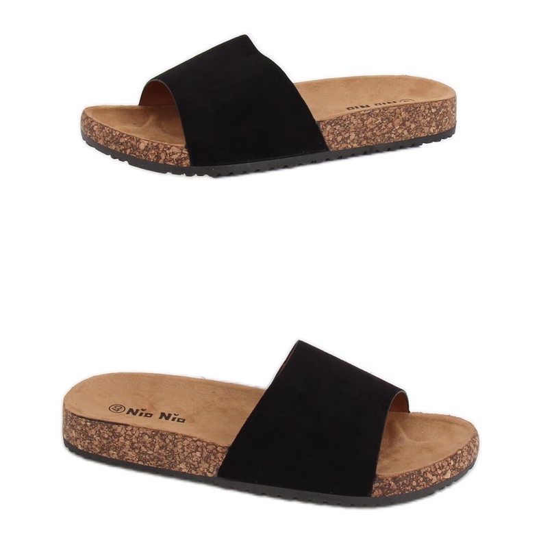 Svarta PA-354 tofflor i svart kork