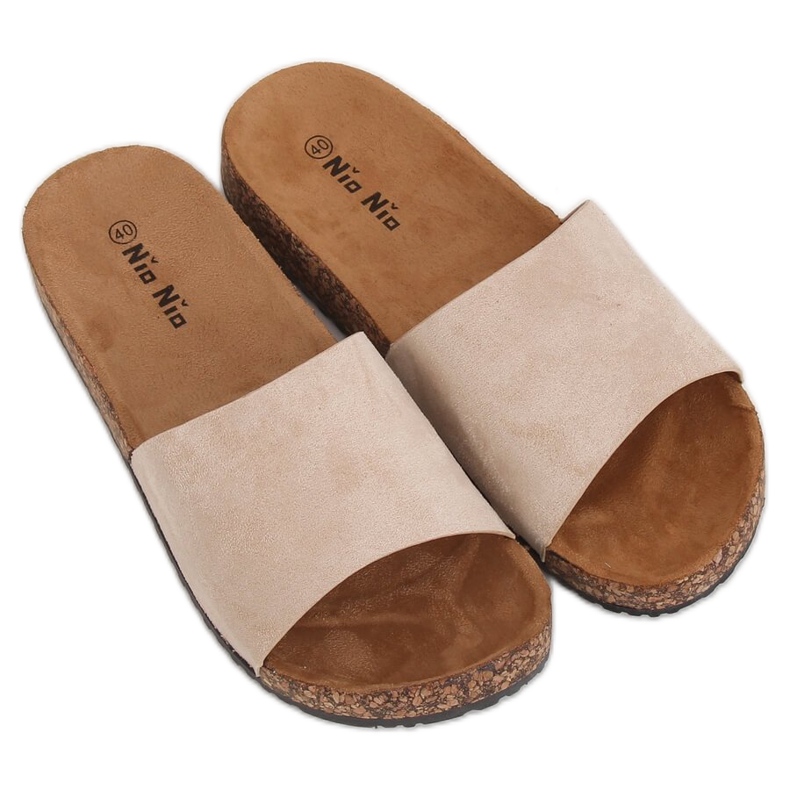 Beige PA-354 tofflor i beige kork