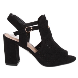 Svarta LL79 Svarta högklackade sandaler med öppning