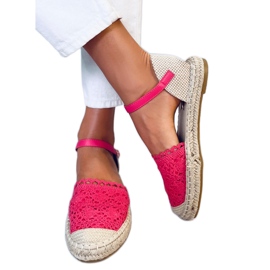 Hallon spets espadriller L-1067 Röd rosa