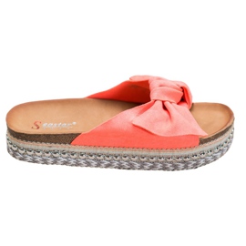 Seastar Mocka tofflor med en dekorativ plattform röd orange
