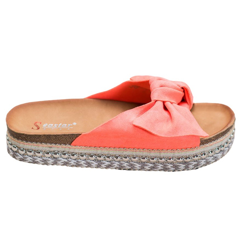 Seastar Mocka tofflor med en dekorativ plattform röd orange