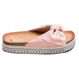 Seastar Mocka tofflor med en dekorativ plattform rosa