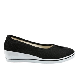 Svarta sneakers glänsande wedge sneakers K-1-002